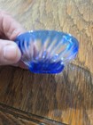 BLUE BOHEMIAN CUT TO CLEAR SWIRL SALT DIP CELLAR — photo 2