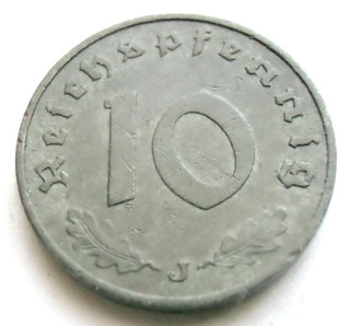 (658) GERMAN 3rd REICH 1942 J 10 REICHSPFENNIG WWII COIN