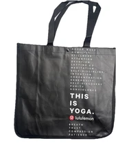 Lululemon Shopping Bag 14x15 Reusable Logo Black Yoga