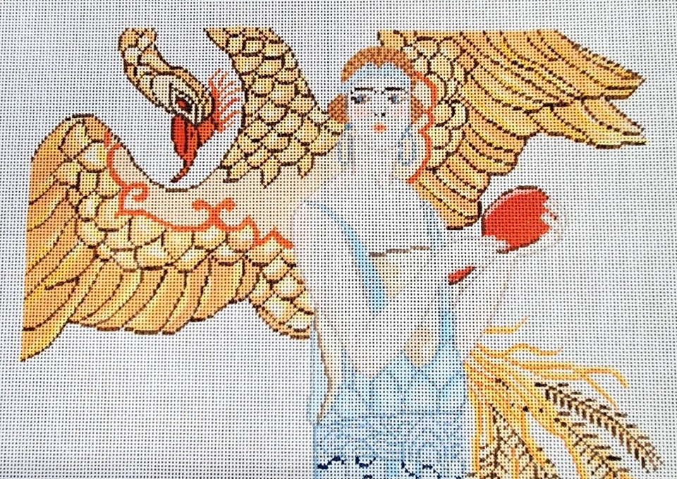EBS Hand Painted Needlepoint Canvas THE PHOENIX ART NOUVEAU FLAPPER 19" - Image 3 of 4