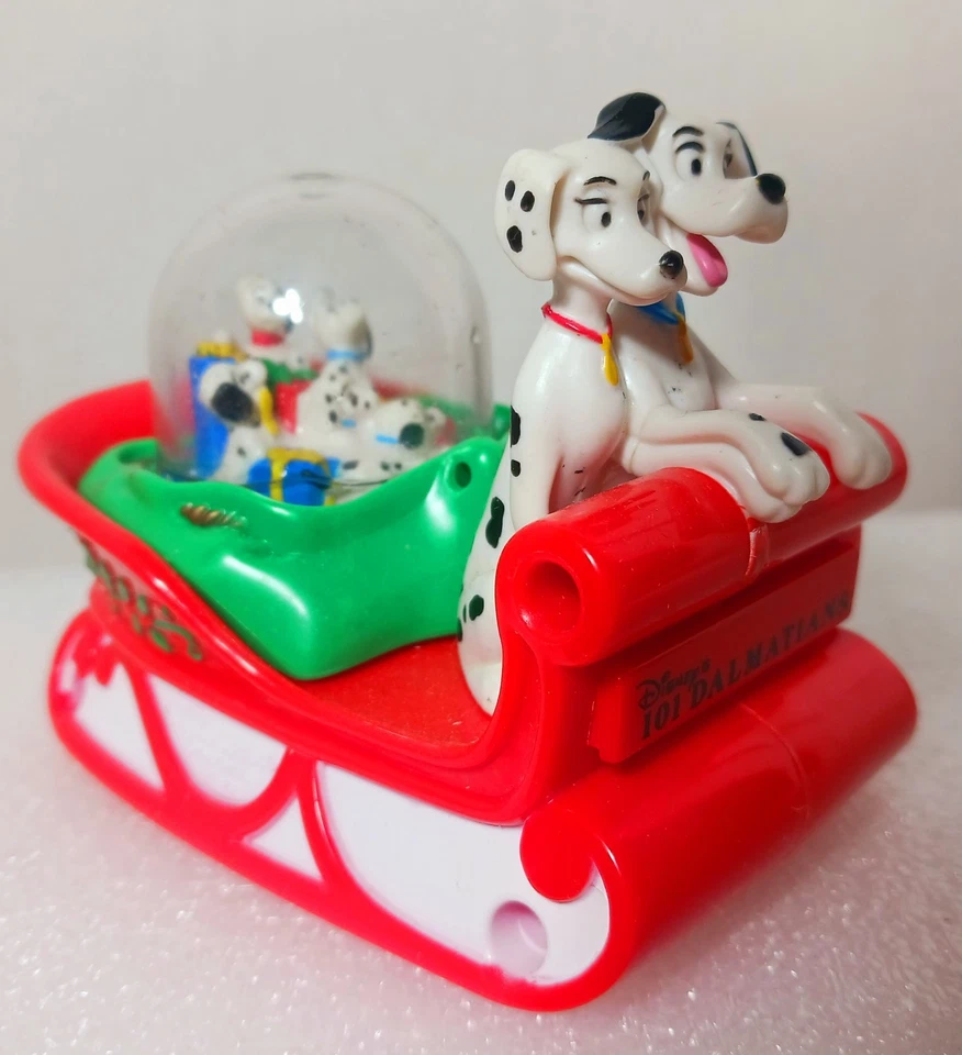 6 McDonalds Disney 101 Dalmatians SNOW DOME Globe Set of 4 Christmas Ornaments, - Image 3 of 4