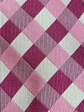 Donald Trump Mens Silk Necktie Pink White Criss Cross W 3.5” L 60”