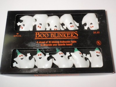 Vtg Hallmark Boo Blinkers Halloween Ghost Blow Mold String Light