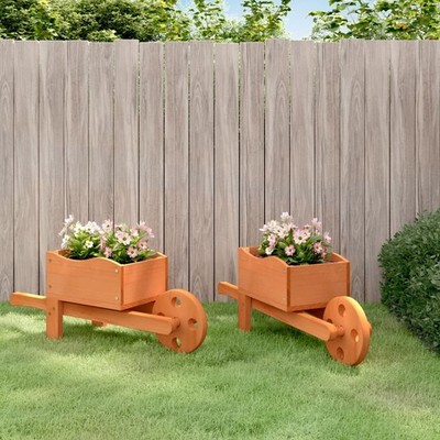 Schubkarre Pflanzgefäße 2 Stück 47x15x19 cm Massivholz Tanne