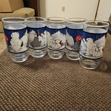Vtg set of 5 1997 coca-cola seal and bear glasses no chips or cracks 6"