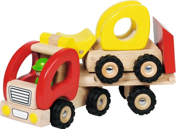 Tieflader Mit Radlader | Deutsch (2025) | 34 X 8,5 X 12,5 Cm, Holz, Per StüCk-image