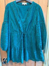 Vgc teal green next cotton beach dress cover up 14