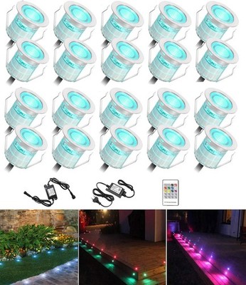 FVTLED 20 Stück RGB LED Einbau Für Boden IP67 Wasserdicht, 12 V DC Ø30 Mm