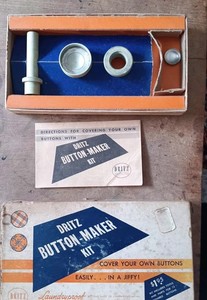 Vintage 1947 Dritz Button-Maker Kit 3/4" Size 6 Covered-Button DIY Craft Kit