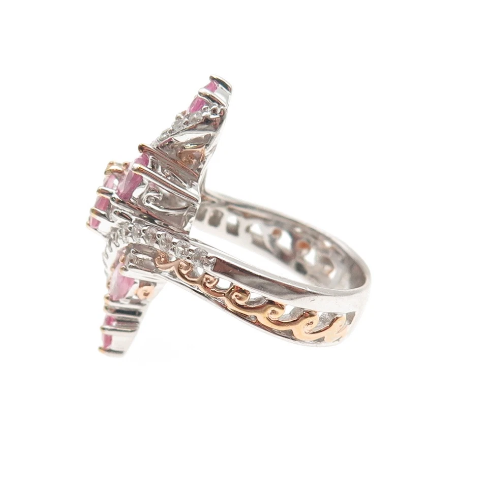 MICHAEL VALITUTTI Gems En Vogue 925 Sterling White & Pink Topaz Ring Size 7.25 - Image 4 of 4