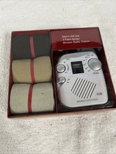 Vintage Kmart Men's Xmas Gift Set 3 Pairs Socks Portable Mini Radio Black Blue