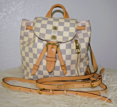 LOUIS VUITTONS Sperone Mini Backpack in Damier Azur w Dustbag