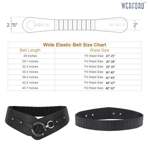 Women Vintage Wide Elastic Thick Stretch Belt with Interlock Buckle for Dress... - Bild 5 von 6