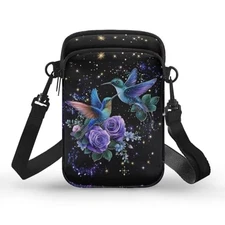  Small Crossbody Bag for Women Phone Purse Messenger Pouch Hummingbird Rose