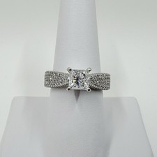 14k White Gold 2.10ctw Princess Cut Diamond Engagement Ring w/ Appraised 8530