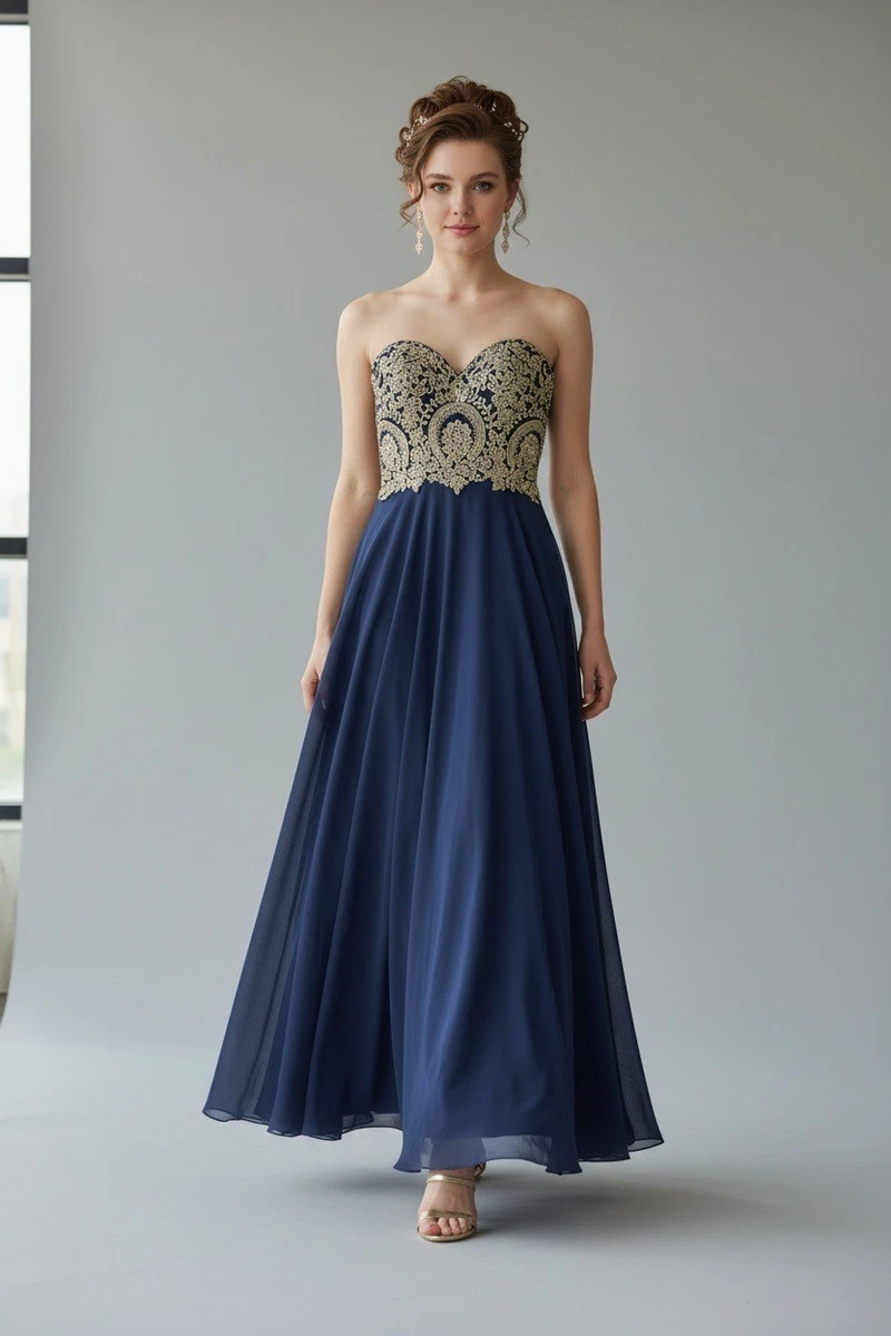 prom dresses navy A-line Off The Shoulder Navy Blue Tulle Prom Dress With Beading PG737 US16 / Custom Color