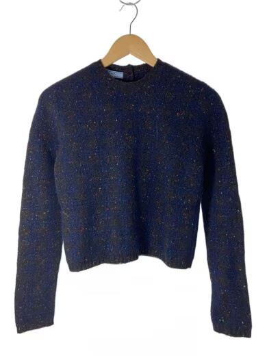 PRADA/Knit sweater (thick)/Size 38/Wool/NVY/All-over pattern