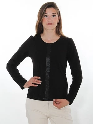 -50% Shirt T-Shirt Dolcezza S = 38 schwarz Glitzer Lederimitat Baumwolle Jersey - Bild 1 von 4