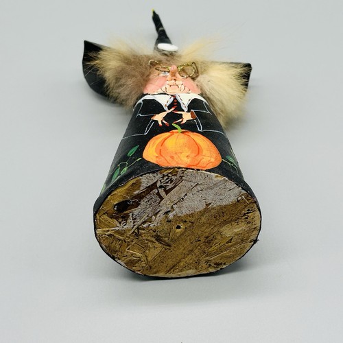Vintage 1996 DeVonne Schuett handbemalte Leinwand Halloween Hexe Figur signiert - Bild 12 von 14