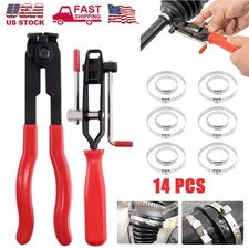 14PCS CV Joint Boot Clamp Pliers with CV Boot Clamps Kit Ear Type Banding Tool