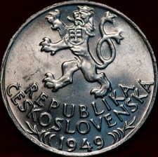Uncirculated 1949 Czechoslovakia 100 Korun Silver Foreign Coin