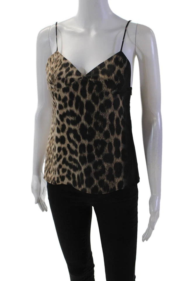 Blusa sin mangas pulóver con cuello en V estampado animal marrón talla 40 Just Cavalli para mujer Foto 2 de 4