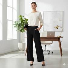 KUT From The Kloth Women's Size 10 Black Wide Leg Dress Pants Cropped Trousers