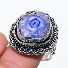 Purple Solar Quartz Gemstone 925 Sterling Silver Jewelry Ring Size 7 z753