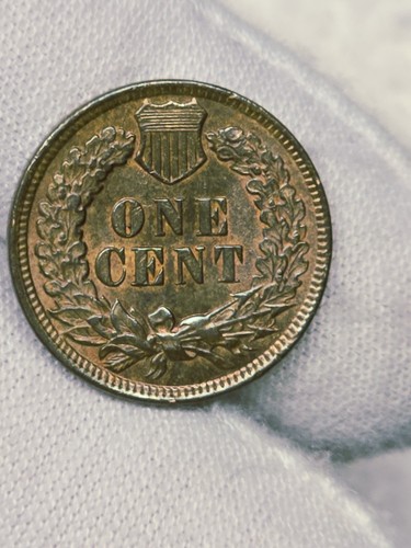 1899 Indian Head Penny Stempelglanz Erhaltung WUNDERSCHÖN blau+orange+rot getönt 👀! - Bild 10 von 12