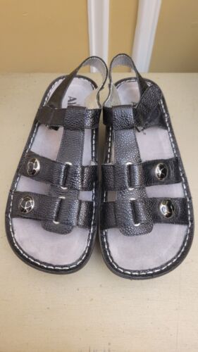 Alegria "Kleo" Masonry Black Leather Sandals Size 