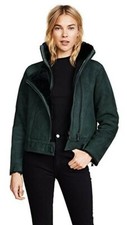 J Brand Designer Shearling Suede Biker Jacket Coat Green Size M Rrp 1,250!!!