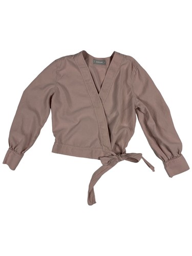 Everlane 00 silk wrap top long sleeve dusty rose v-neck LL9 | eBay