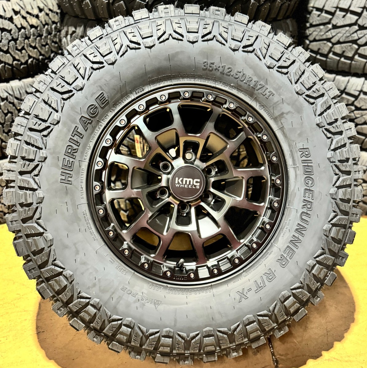 4) 17x8.5 KMC KM718 Summit Black Wheels 35