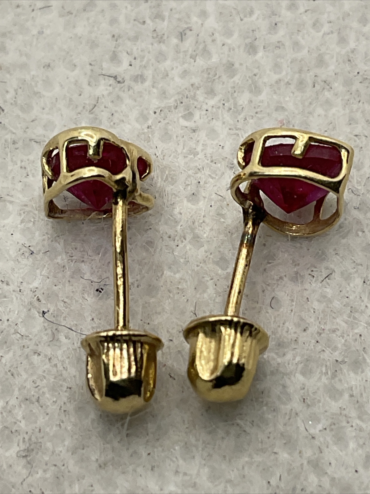 CUTE Solid 14K Yellow Gold Created Ruby HEART Sha… - image 13