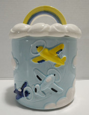 Vintage 1950s Napco Japan Canister Baby Nursery Cottonball 9" Tall Ceramic