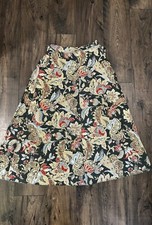 Vintage Liz wear Maxi Skirt Paisley Floral Print Size 10 80s 90s