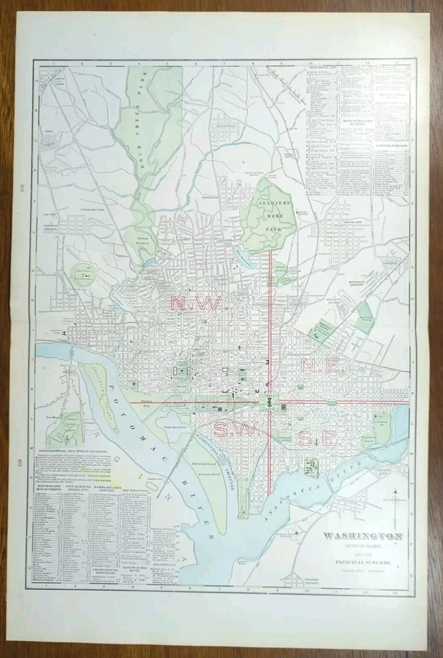 Vintage 1904 WASHINGTON DC Map 14"x22" Old Antique Original LAFAYETTE SQUARE - Image 2 of 4