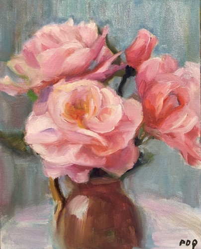 PDQ Artist Original Oil Painting Still Life Flowers Decorative Impressionism Art