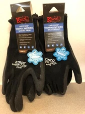 Kinco 1790-L Warm Grip L Latex Coated Thermal Black Dipped Gloves Pack of 2 pair