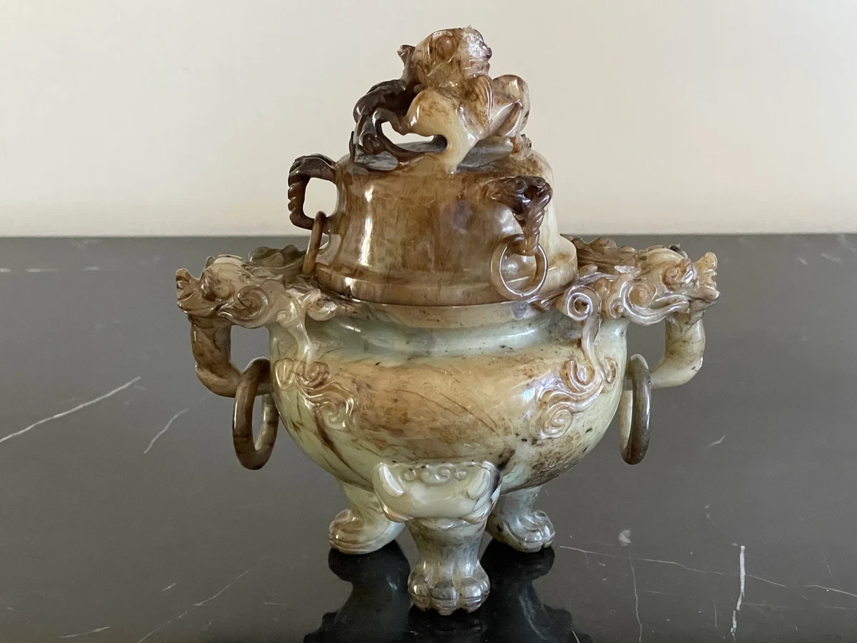 古董原始玉石古董中国香炉| eBay