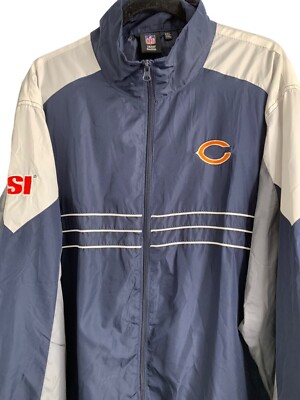 Reebok NFL Team XXL Chicago Bears Windbreaker Jacket Navy Grey
