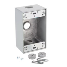 1-Gang Metallic Weatherproof Box with 3 1/2 In. Holes Gray