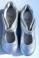 Pediped Flex Fit Girls Sz 1 EU Sz 32 Silver Mary Jane see Details 