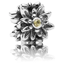 Pandora Sterling Silver Edelweiss Flower Bead with Yellow Zirconia - 791176CZY