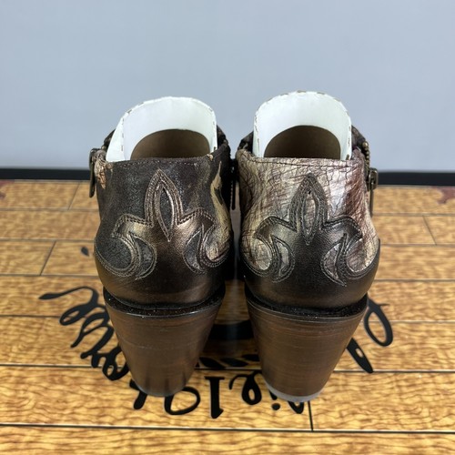 Vintage Women’s 7.5 Lucchese Charlie Horse Cafe Brush Calf Booties Metallic NEW - Picture 5 of 11
