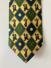 Warner Bros Studio Store Men's Necktie Tie Silk Bugs Bunny Taz Golf Geometric
