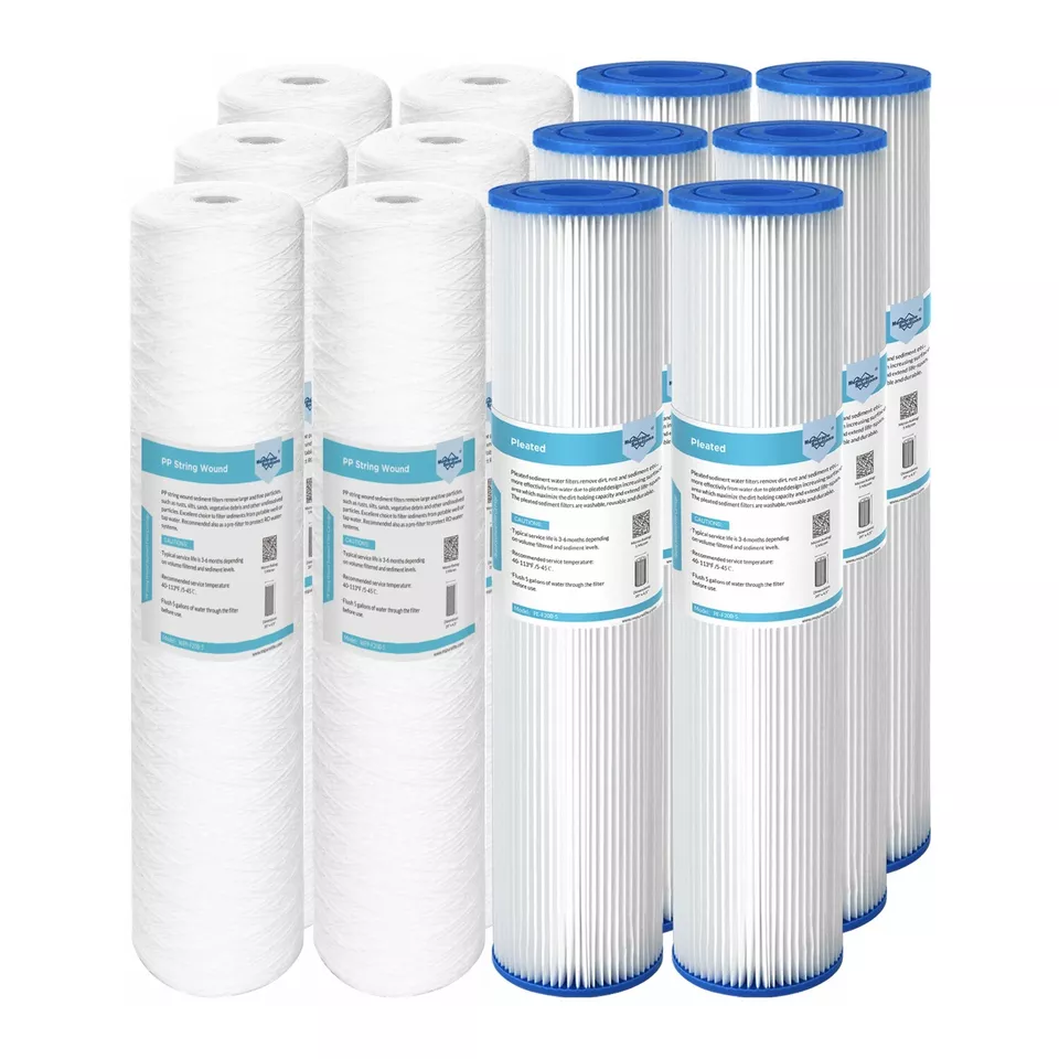 MEMBRANE SOLUTIONS 20"x4.5" for Big Blue Pleated String Wound Sediment Water Filter 5/20/50 Micron