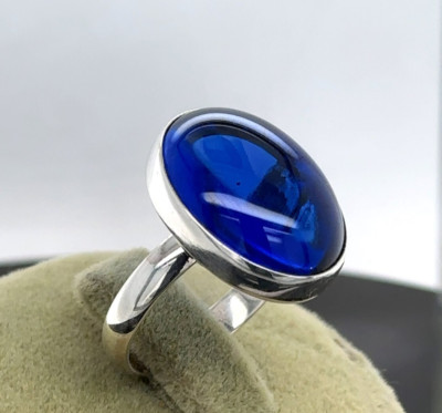 Natural Blue Sapphire Ring 925 Sterling Silver Handmade Vintage Ring For Women