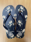 NWOB TORY BURCH MONOGRAM FLIP FLOPS (SIZE 6) rubber thong sandals Sapphire Blue — photo 1