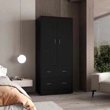 Taly Armoire with Double Doors, 2 Drawers, and Hanging Rod